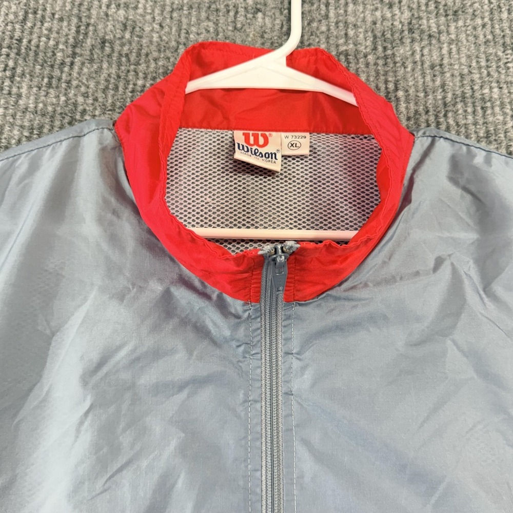 Vintage‎ Wilson Jacket Mens XL Gray Red Blue 1/2 Zip Windbreaker Pullover Korea - Picture 3 of 13